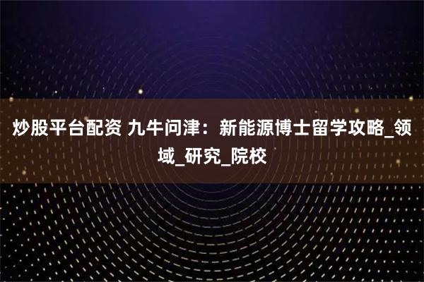 炒股平台配资 九牛问津：新能源博士留学攻略_领域_研究_院校